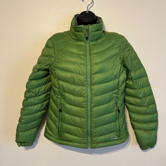 LL Bean Puffy Ski Jacket Green, Nylon Shell & Lining Zip Pockets Size Reg XS - Picture 4 of 16